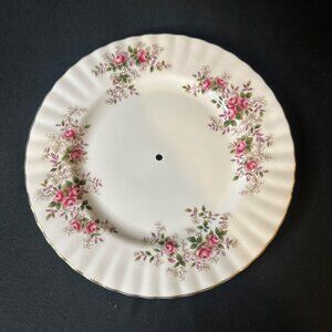 VTG Royal Albert Lavender Rose 8" Replacement Piece For Dessert Stand w/ Hole